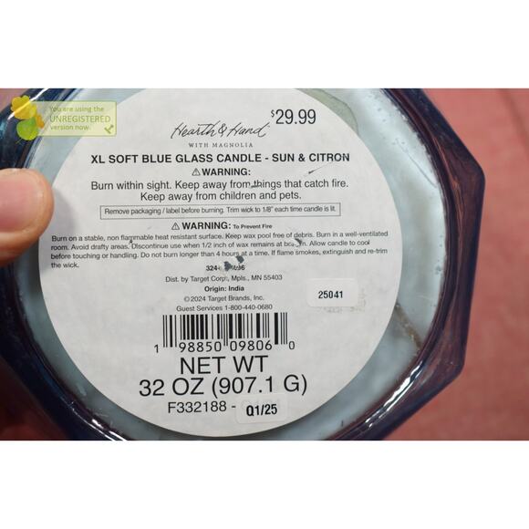 Hearth & Hand with Magnolia Sun and Citron Jar Candle 32oz Blue Glass - Picture 5 of 7